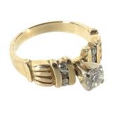 14K 3/8 Ct Diamond Ring 4.7g TW Sz 6