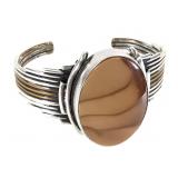 Polished Stone Inlaid Cuff