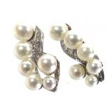 14K WG Diamond Pearl Earrings 6.2g TW