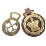 Horse Brass Medallions Royal Crown & Crossed Keys