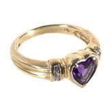 14K Amethyst Diamond Ring 5.0g TW Sz 7