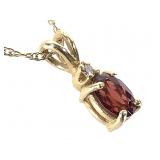 14K Necklace w Garnet Pendant 1.1g TW 18" L