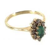 14K Diamond Emerald Ring 2.5g TW Sz 6