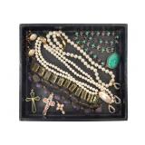 Faux Pearl & Stone Costume Jewelry, Cross Pendants