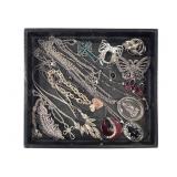 Silver Toned Costume Jewelry Necklaces, Brooches +