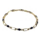 14K Diamond Sapphire Bracelet 7g TW 7" L