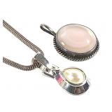 Sterling Necklace & Inlaid Stone Pendant