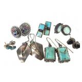 Sterling Native American Earrings w/ Inlaid Stones
