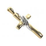 14K Diamond Cross 1.6g TW 1" H