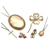 12/14k GF Necklaces, Earrings & Brooch