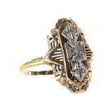10K Art Deco White Sapphire Ring 2.3g TW Sz 6
