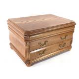 Wood Jewelry Chest w/ Necklaces, Rings, Brooches +