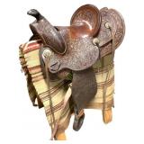 Vtg Leather Jack Connolly Saddle w Blanket +