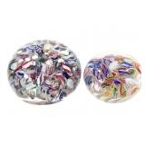 Murano Millefiori Glass Paperweights 2pc