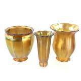 Quezal Aurene Art Glass Shades 3pc