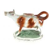 Staffordshire Pottery Russet & White Cow Creamer