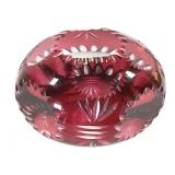 Cranberry Cut to Clear Crystal Glass Paperweight