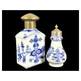 German Blue Onion Tea Caddy & Salt Shaker