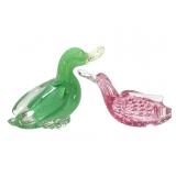 Hand Blown Art Glass Ducks 2pc