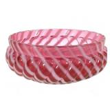 Cranberry Spiral Optic Reverse Glass bowl