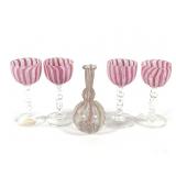 Murano Cordials and Vase 5pc