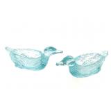 Pressed Glass Duck Salt Cellars 2pc