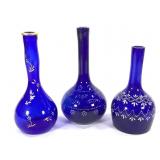 Cobalt Blue Barber Bottles 3 pc