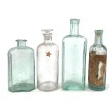 Antique Glass Pharmacy Bottles 4Pcs