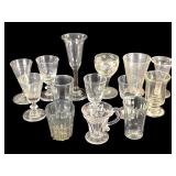 14 Early Blown Glass Stemware & Drinking Cups