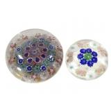 2 Millefiori Venetian Glass Paperweights