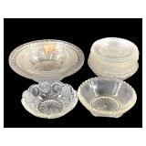 12Pcs EAPG Flint Glass Saucers & Bowls
