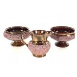3 Pc Copper Lustre Sand Finish Salts & Pitcher