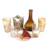 7Pcs Caramel Amber & Orange Glass