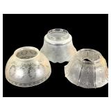 3 Tulip Style Fluted & Etched Glass Lampshades