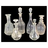 6 Blown & Cut Crystal Decanter Bottles