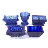 5 EAPG Cobalt Flint Glass Master Salts