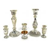 Mercury Glass Candlesticks, Cups 6 pc