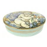 Italian Trinket Dish w Hand Painted Lid