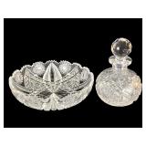 Brilliant Cut Glass Bowl & Decanter