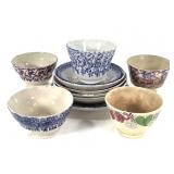 11Pcs Early French & English Spongeware