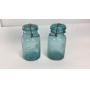 2 Aqua Ball Ideal Mason Jars w/Lids