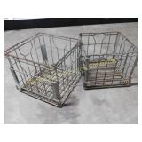 Pair of Vintage Metal Milk Crates