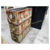 3 Large Steel Military Style Crates