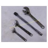 Lg Sized Socket Driver & 3 Adj Wrenches