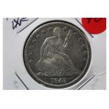 1843 Seated Liberty Silver Half Dollar