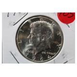 1964 Uncirculated Silver Kennedy Half Dollar