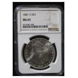 1881-S Certified MS65 Morgan Silver Dollar