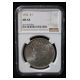 1922 MS62 Certified U.S. Silver Peace Dollar