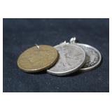Lot of 3 Antique Coins 2 Silver *Holed