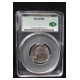 1939 AU58 Washington Silver Quarter CAC